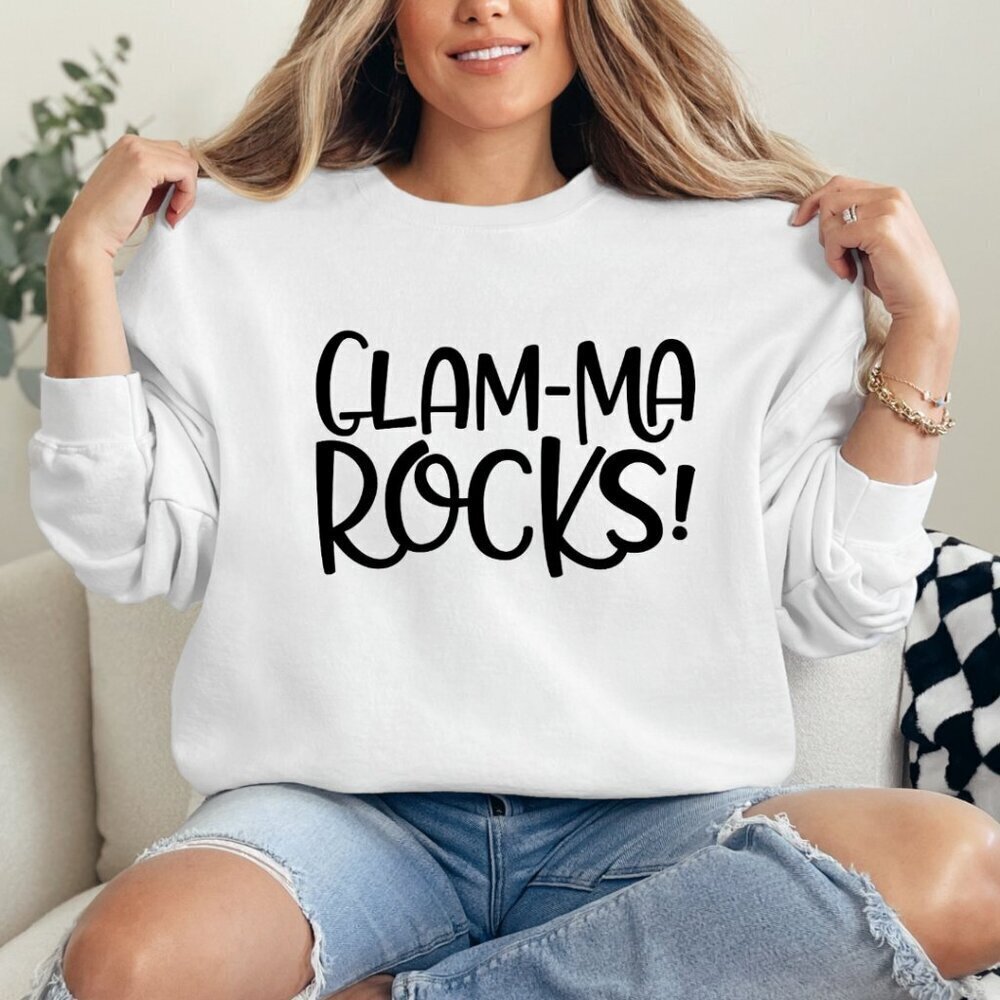 Glam-ma Rocks custom crewneck Sweatshirt sweater Hand Crafted